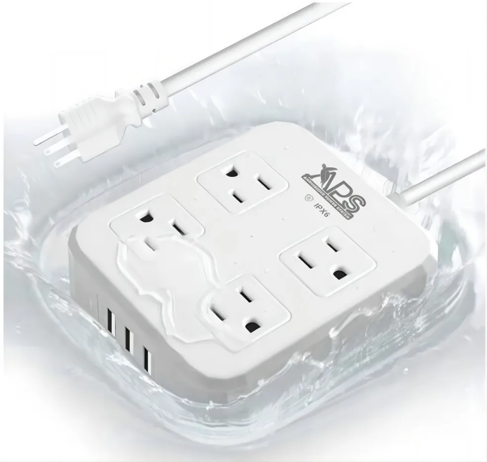 

Weatherproof and Waterproof Surge Protector, 4 Wide Outlet, 3 USB Ports, 6FT Extension Cord,White Outdoor Power Strip