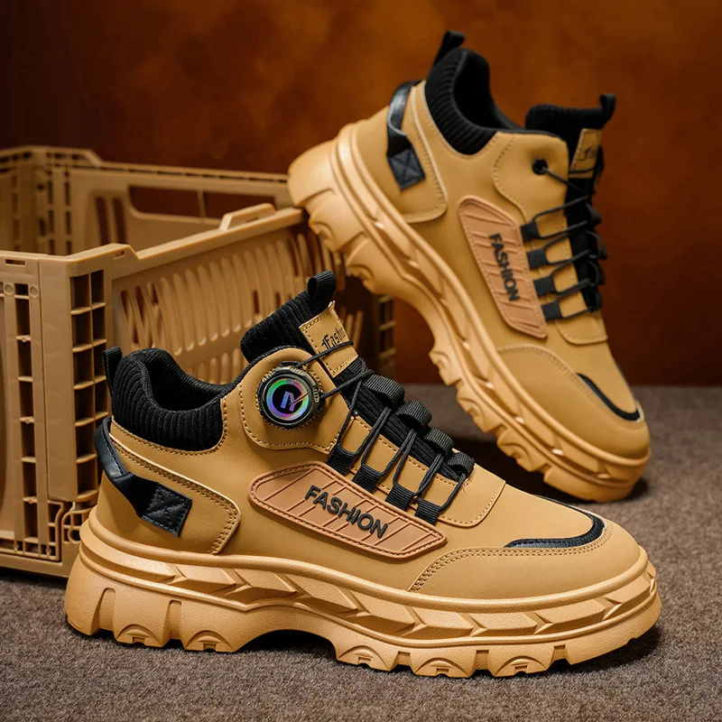 2026 Frühling Herbst Herren High-Top Stiefel Britischer Retro-Stil Dicke Sohle Arbeitsschuhe Lässige Kurzstiefel