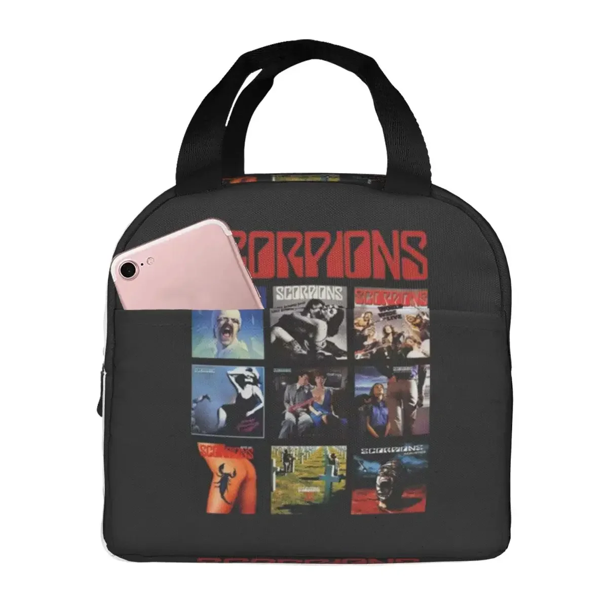

Коллекция альбомов Scorpions: изолированная сумка-холодильник для обедов для детей, термоконтейнер для еды, портативная сумка-тоут для ланчей