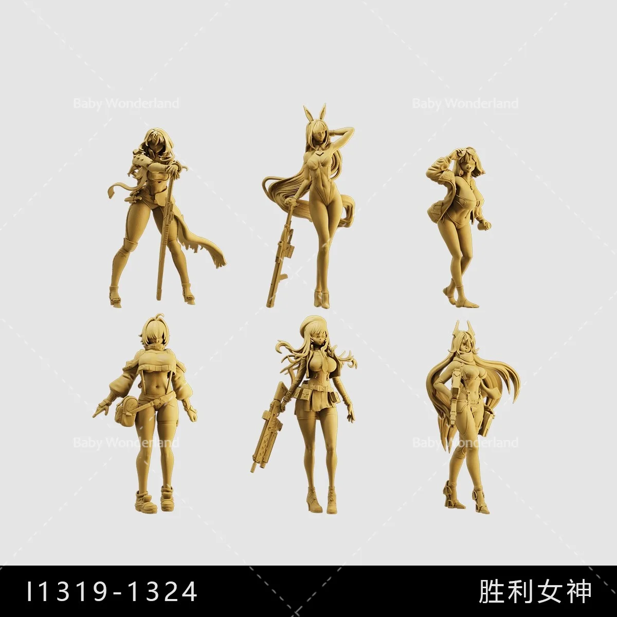 In Stock Unpainted Miniatures 1/64 1/43 1/35 Figure Anime Character Holding Gun Girl Dolls Model Creative Scene Prop Car Toys