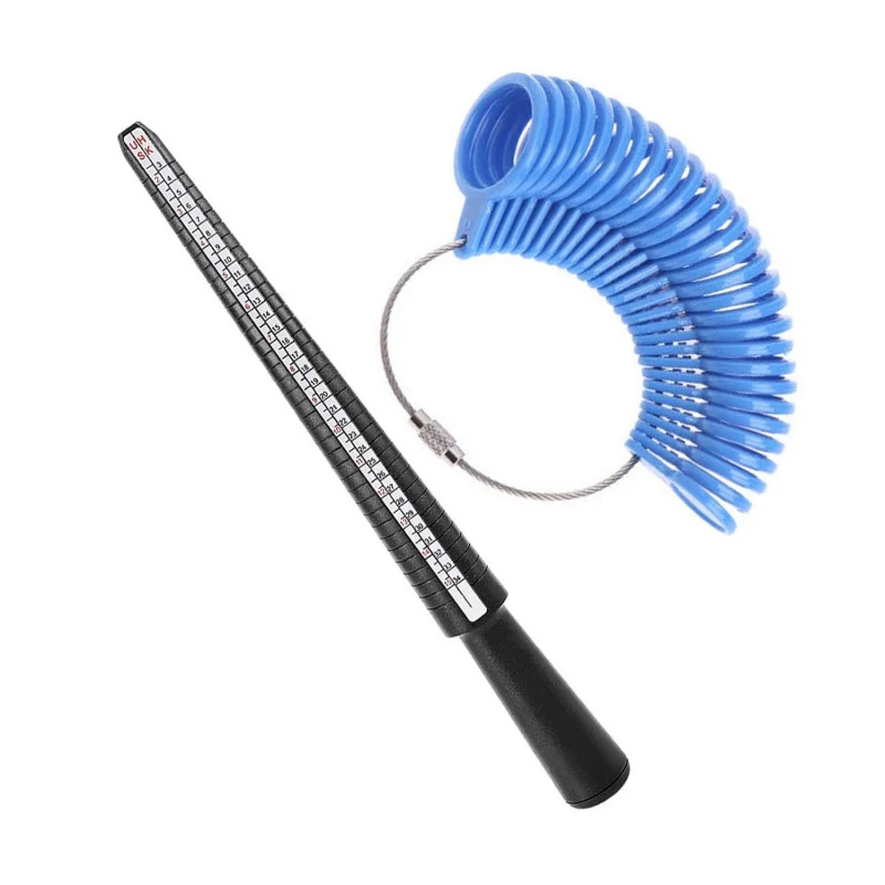 Professional Steel Ring Sizer Set: Finger Gauge & Measuring Mandrel for Jewelers