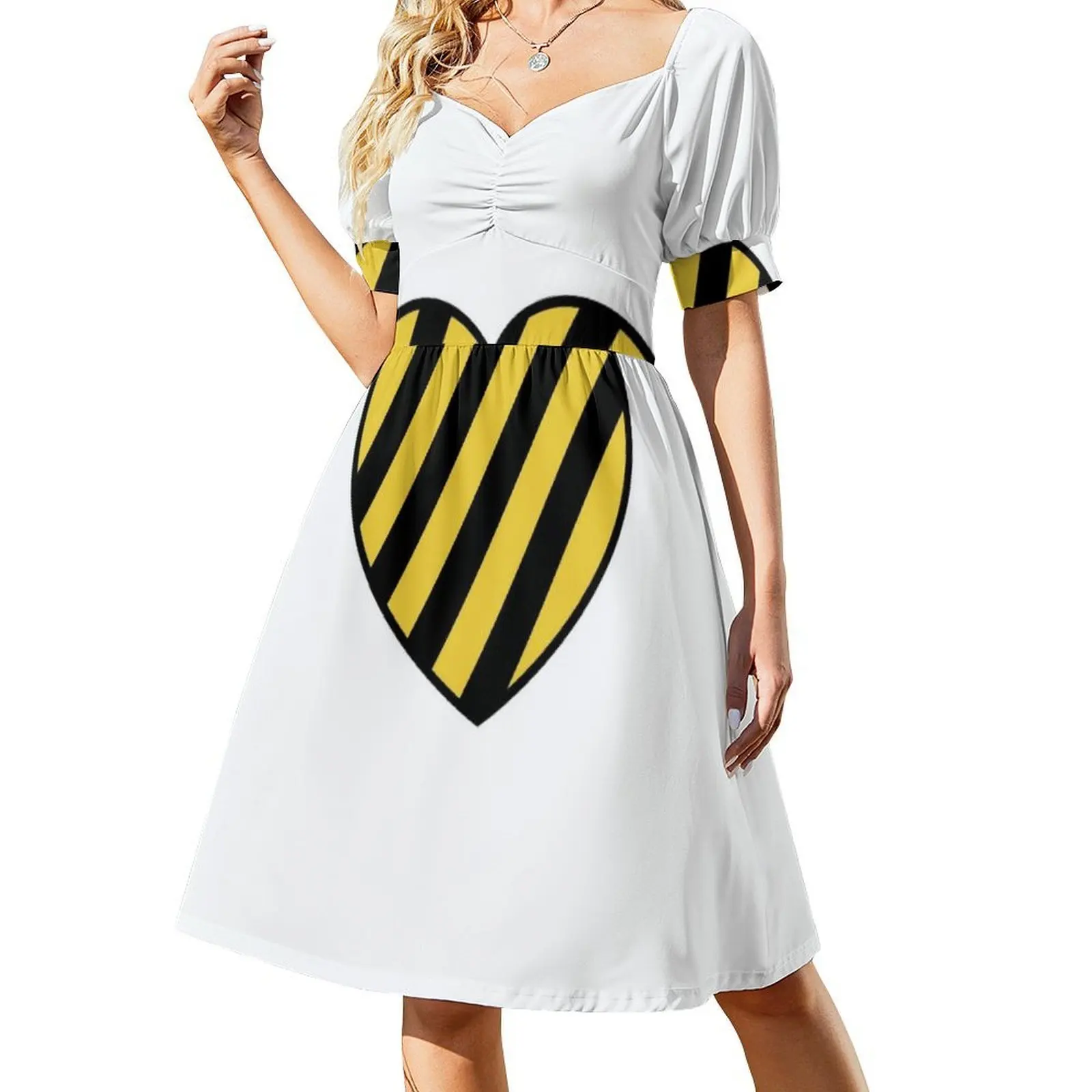 Caution Tape Heart Women's Elegant Party Dress A-Line Dress With Short/Long/Sleeveless Options Caution Caution Tape Caution #2