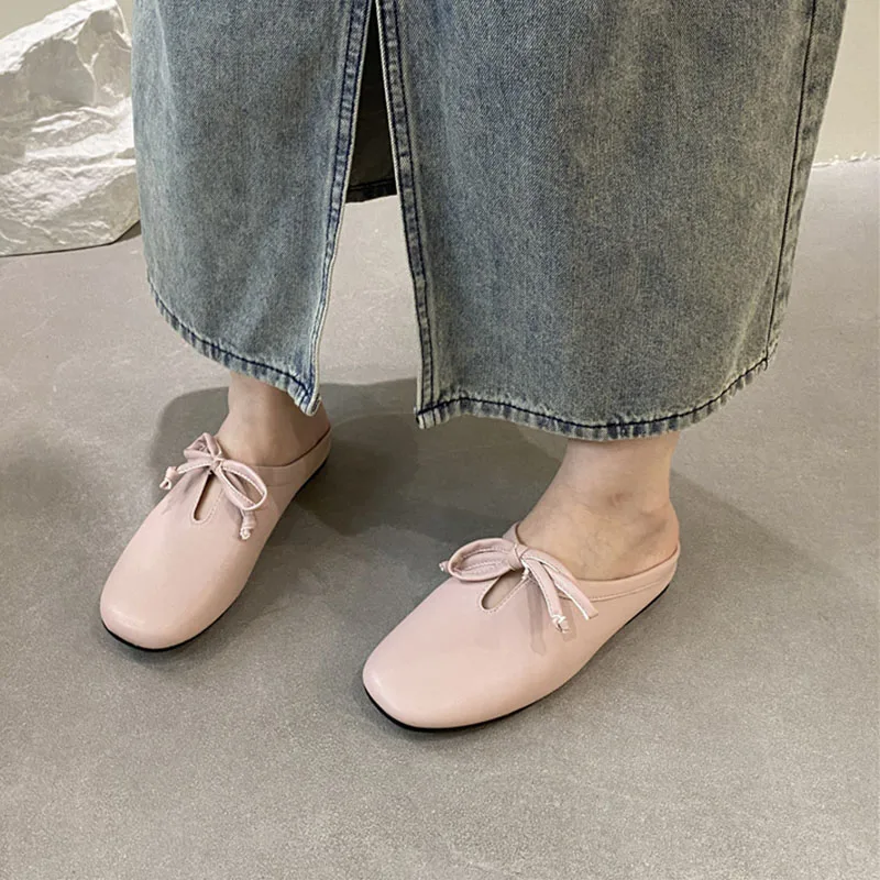 Summer Women Mules Slippers Fashion Shallow Butterfly-knot Slides Shoes Ladies Casual Outdoor Soft Sole Flats Heel Sandalias