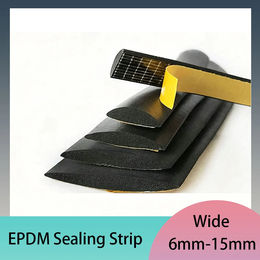 Self Adhesive D-Type Semi-Circular EPDM Sealing Strip Width 6mm-15mm Height 3mm-22mm Solid Rubber Anti-Collision Rubber Strip
