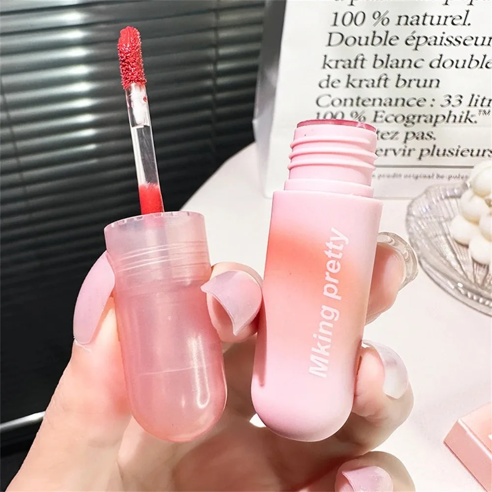 New Waterproof Lip Mud Lasting Non Stick Lip Gloss Strawberry Red Velvet Matte Lipstick Women