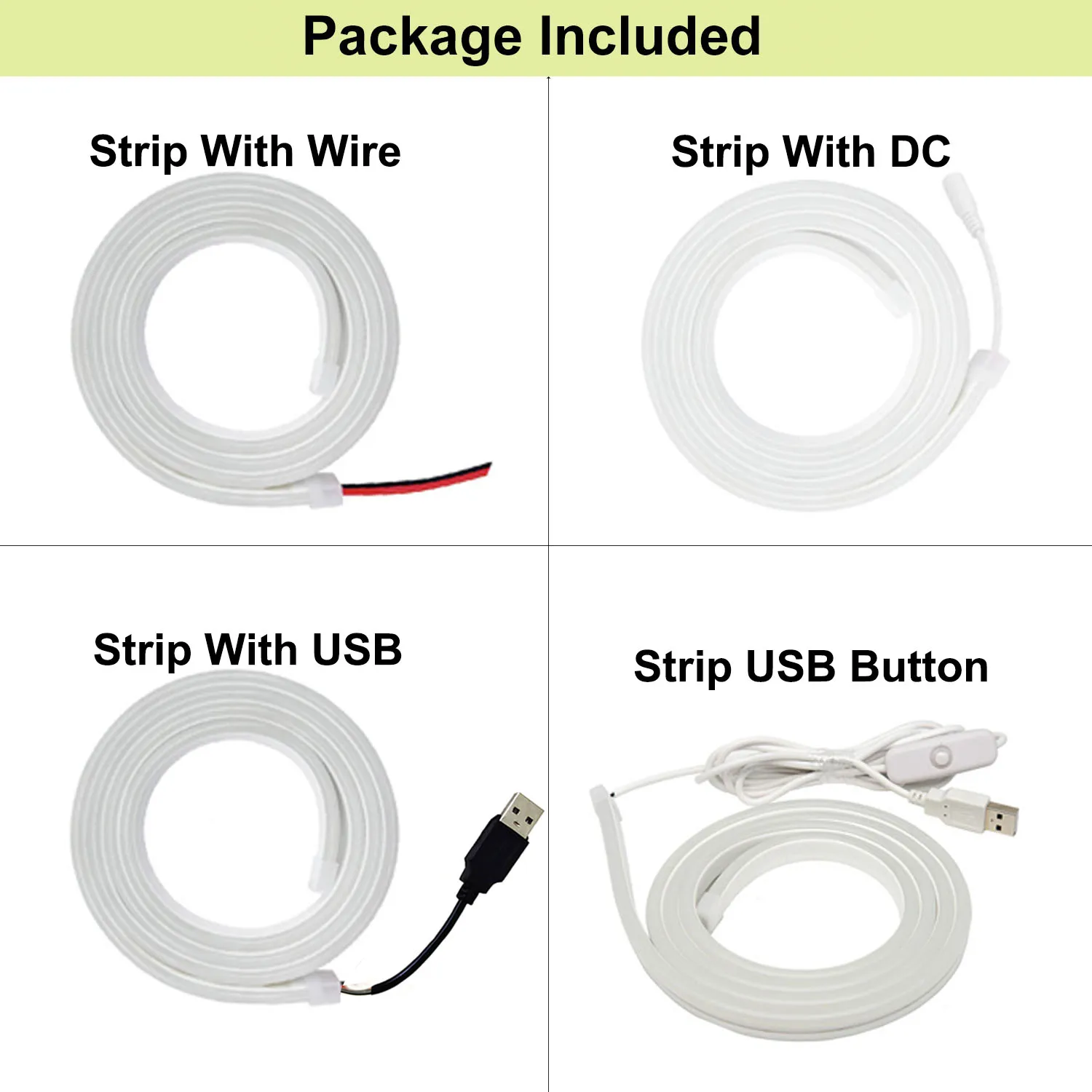 DC5V USB/와이어/DC 네온 스트립 라이트 방수 5mm-6mm 좁은 로프 유연한 테이프 실리콘 튜브 바 DIY 사인 레드 그린 블루 옐로우