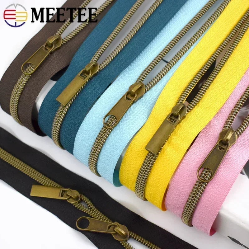 5# Nylon Zippers Tape for Bag +Zipper Slider Heads Plastic Zips By The Meter Decorative Zip Pulls Repair DIY Sewing Accessories