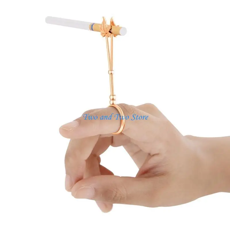 HX6F Fashionable Cigarette Holder with Maple Leaves Shaped Ring for Ladies Smoker