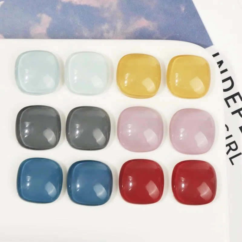Free shipping 100pcs/lot 18mm color print geometry square shape resin cabochon beads diy jewelry garment hair accessory