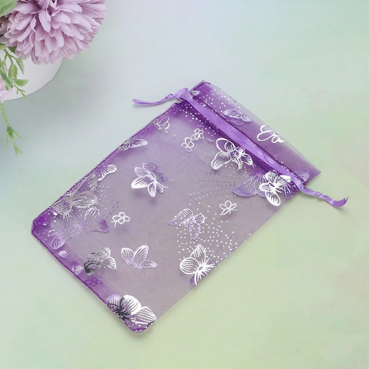 

100 PCS Gift Yarn Bag Gauze Packaging Bags Drawstring Pouch Jewelry for Party Favors