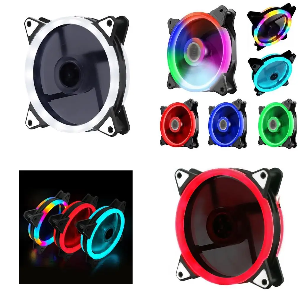 

A52B Desktop Host Computer Chassis Fan 12cm RGB LED Double Aperture Mute Cooling Radiator Hydraulic Bearing DC12V 0.25A 1800R