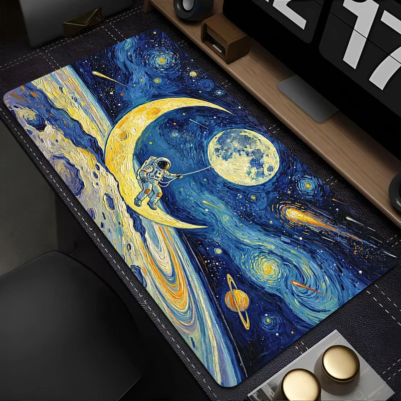 CIFBUY Astronaut Galaxy Moon Space Large Gaming Mousepad Extended Non Slip Keyboard Desk Mat