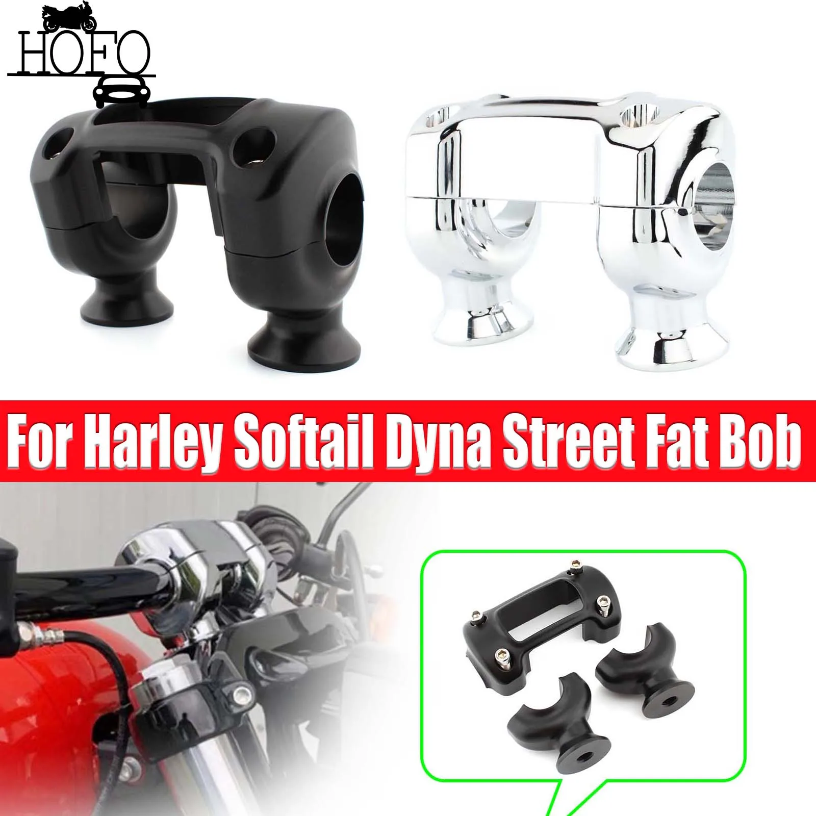 

For Harley Softail Dyna Street Fat Bob Handlebar Mount Risers Clamp
