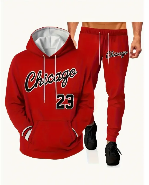 

No.23 Silhouette Design 2pcs Women's Long Sleeves Hoodie&Sweatpants Co-ord Set Casual Comfy Style Spring Autumn Winter Clothing