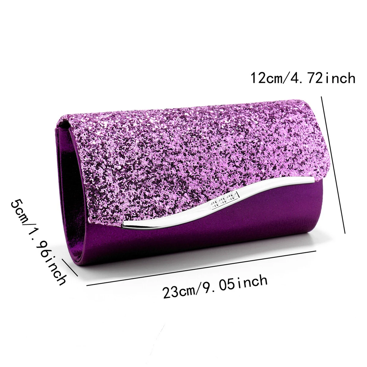 Borse da sera da donna di colore verde con pochette piccola con design a busta Borse da evento per abiti da festa in metallo glitterato