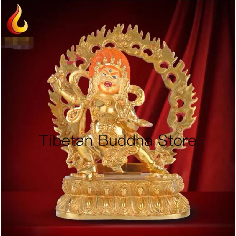 21cm Brass Vajrayana Bodhisattva Buddha Statue Xizang National Tantric Gods Decorations for Nepal All Gilded