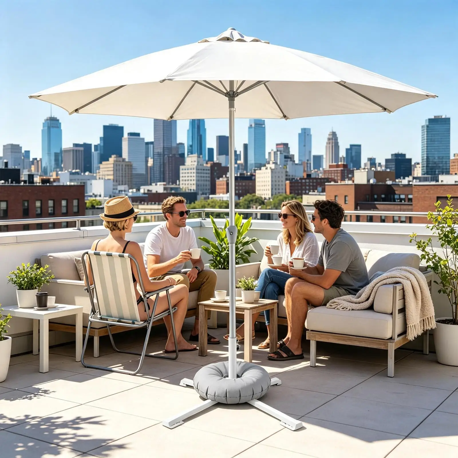 Beach Umbrella Stand Adjustable Stable Easy In Stall Support Patio Umbrella Base With Weight Bag For Backyard Poolside Area Deck