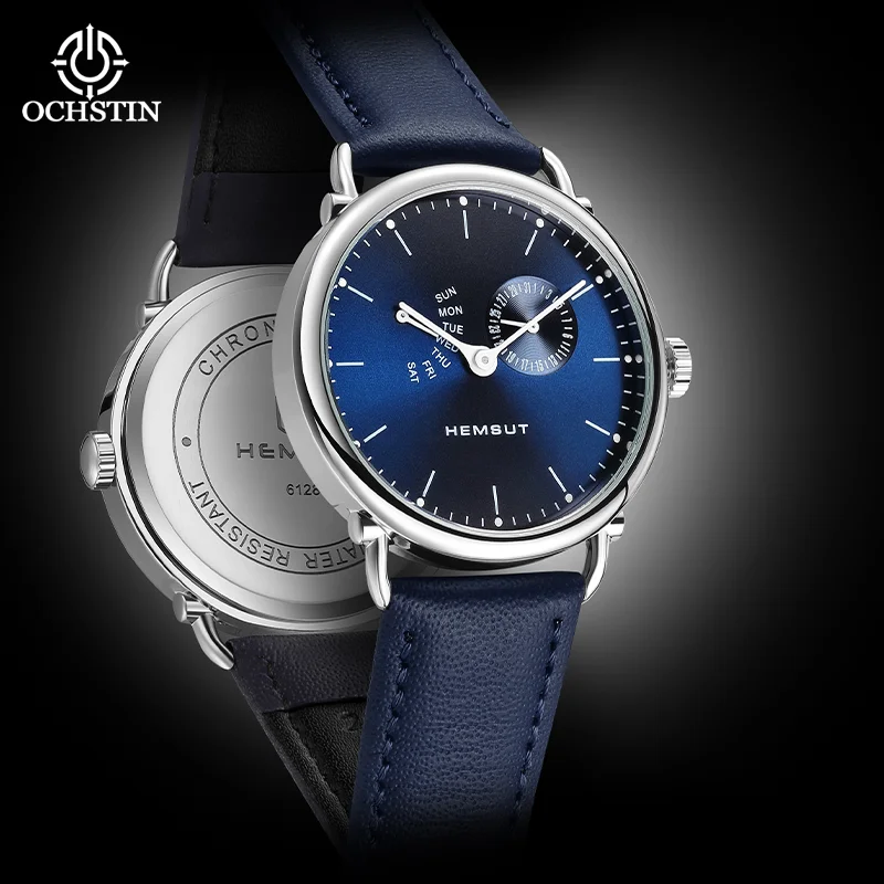 OCHSTIN Man Pioneer Casual-Formal Watch Minimalist Flexible Leather Band High Stable Japanese Quartz Movement Wristwatch Male