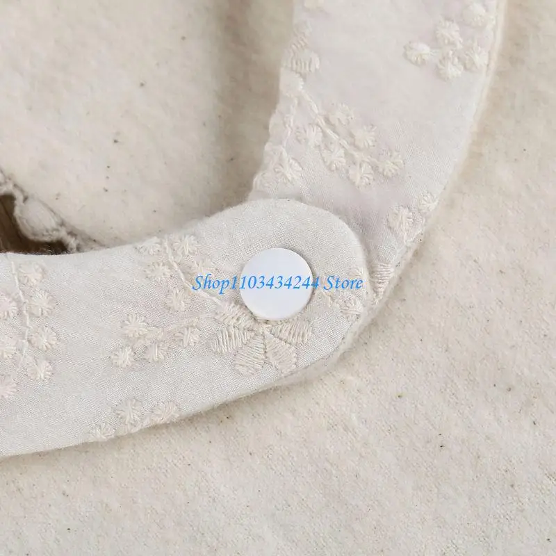 

G2TC Baby Girls Bibs Newborn Infant Drooling Saliva Towel Boho Embroidery Flower Cotton Infant Toddler Girls Bibs
