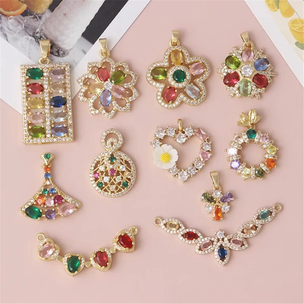 

Медное покрытие 18k изысканный цветной цирконий свет снежинка DIY ювелирный кулон элегантное повседневное ожерелье материал ручной работы