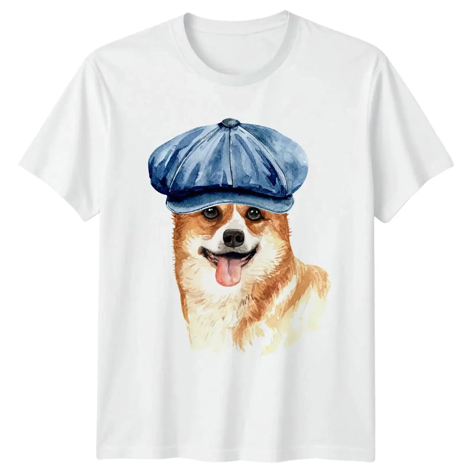 Corgi mit Hut Hunderasse Herren T Shirt Haustier Tier vintage Washed Unisex homme designer clothes streetwear Stylish graphic