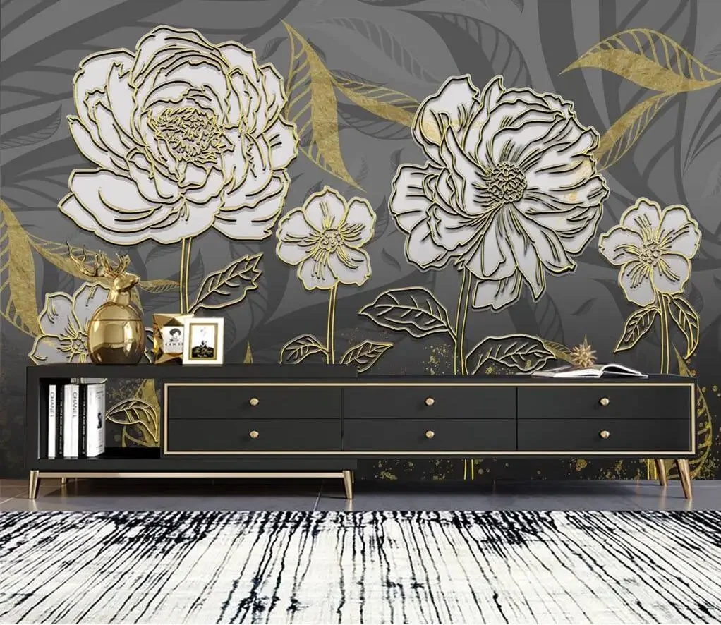 

Пользовательские 3D обои в европейском стиле 3D цветы бабочка гостиная ТВ фон фото обои роза цветок искусство 3d фреска