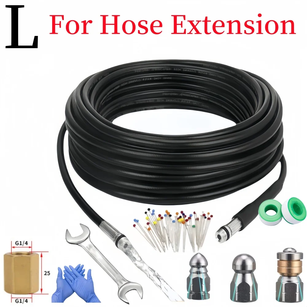 2-40m Hogedrukreinigingsmachine Slang Riool Drainage Reinigingsslang Pijpleiding Cleaner Kit Rioolreinigingsmondstuk voor Karcher