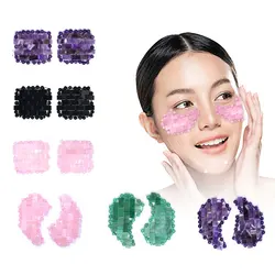 Natural Jade Stone Mini Crystal Eye Mask Patch Rose Quartz Black Obsidian Eye Mask For Relieve Eye Fatigue Massager Tools