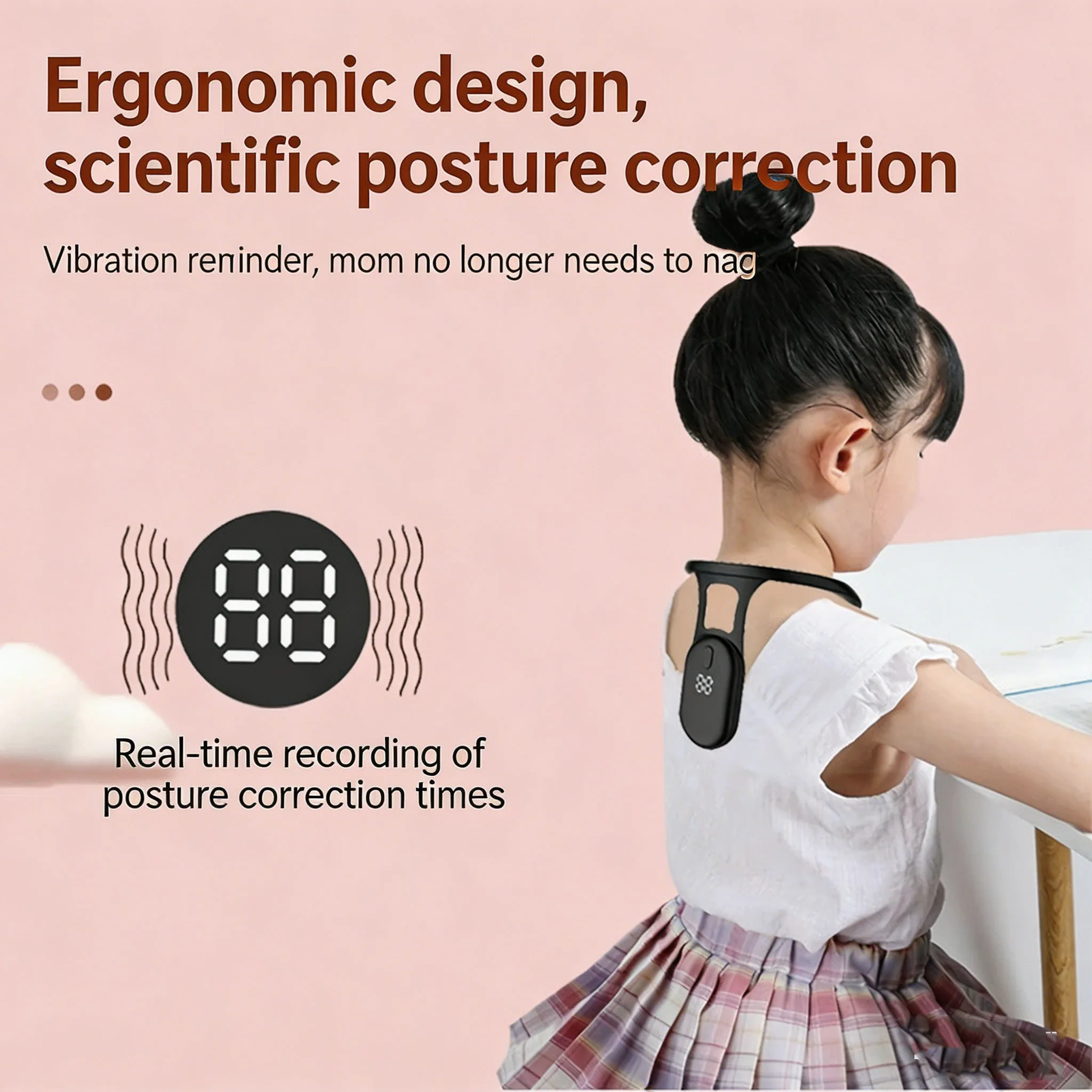 Ergonomic Wearable Smart Neck Back Hump Corrector Realtime Posture Training Micro Vibration Reminder For Adults And Kids