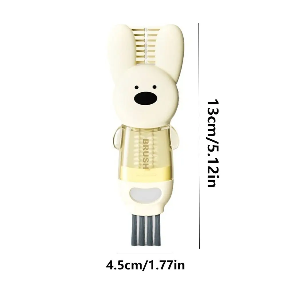 만화 토끼 실리콘 젖병 청소 브러시, 부드러운 머리 젖꼭지 컵 청소 도구, 3 in 1