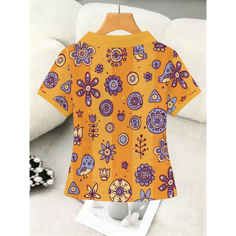 2026New Fashionable Multi-Functional Women's Shirt Without Buttons，Features a symmetrical visual art design in yellow-orange ton