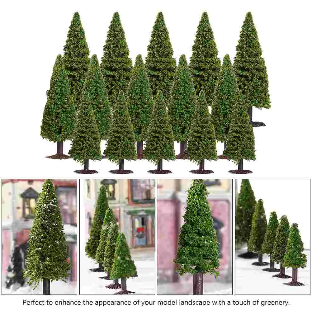 15 Pcs Small Pine Tree Wire Christmas Child Decor Cedar Model and Sponge Trees Scenery