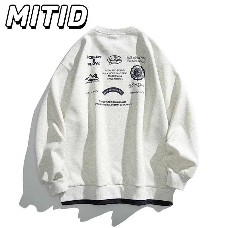 

Весенне-осенний пуловер, мужская японская уличная толстовка с круглым вырезом, мужские толстовки в стиле Харадзюку с принтом в стиле ретро для пар