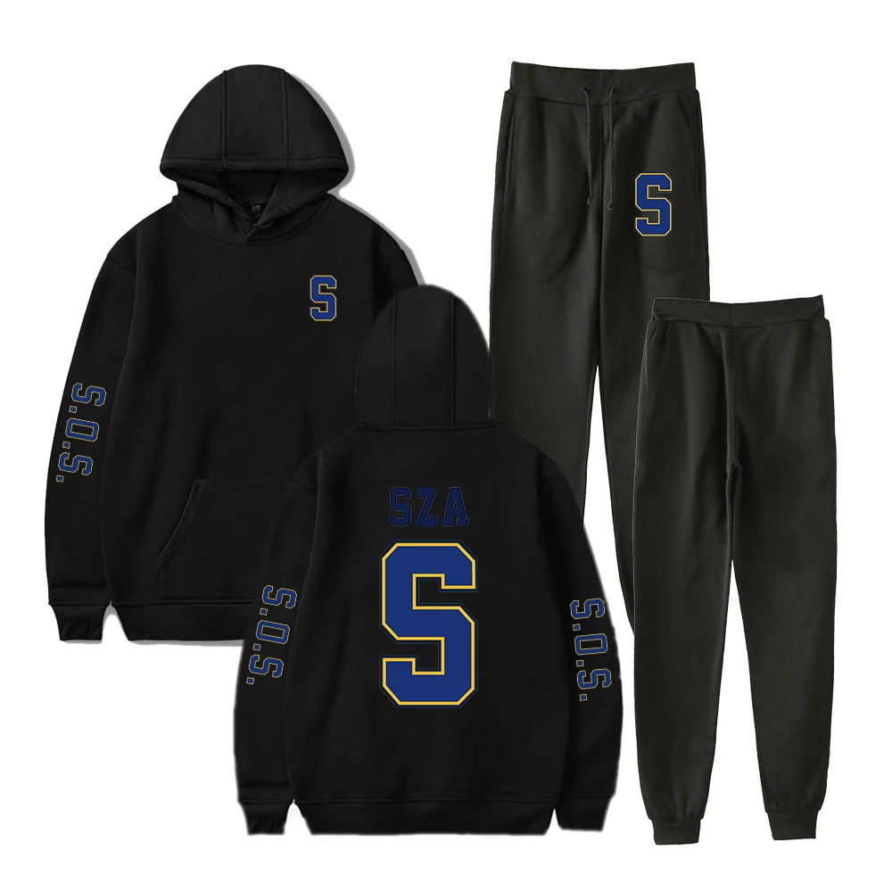 SZA SOS Blind New Album Hoodie Jogger Pants Two Piece Set Sweatshirts+Sweatpants 2023 World Tour Clothes Men Women's Set