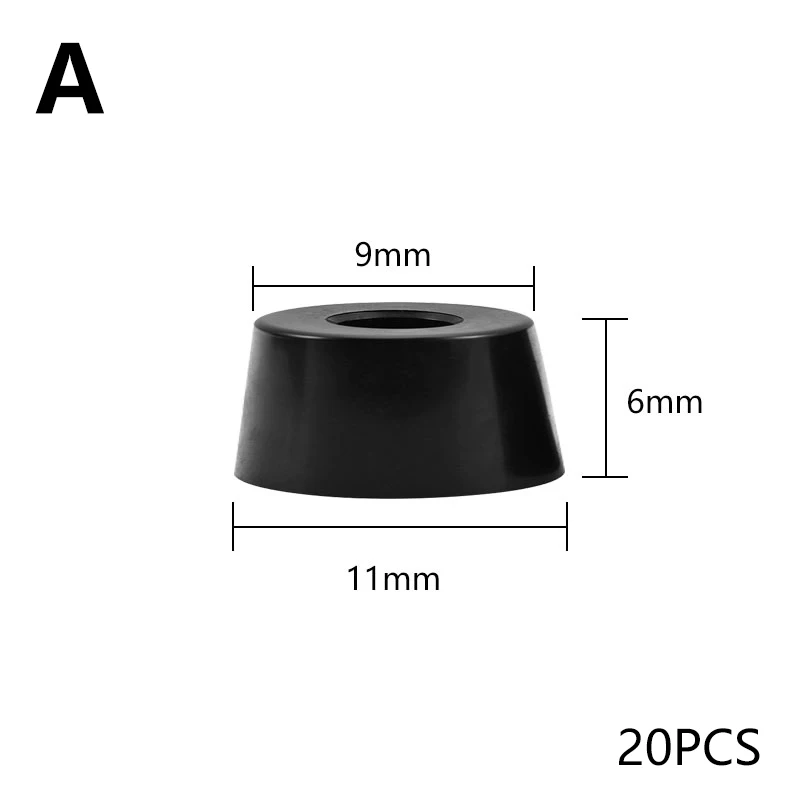 20pcs Anti Slip Furniture Legs Feet Black Speaker Cabinet Bed Table Box Conical Rubber Shock Pad Floor Protector Furniture Parts