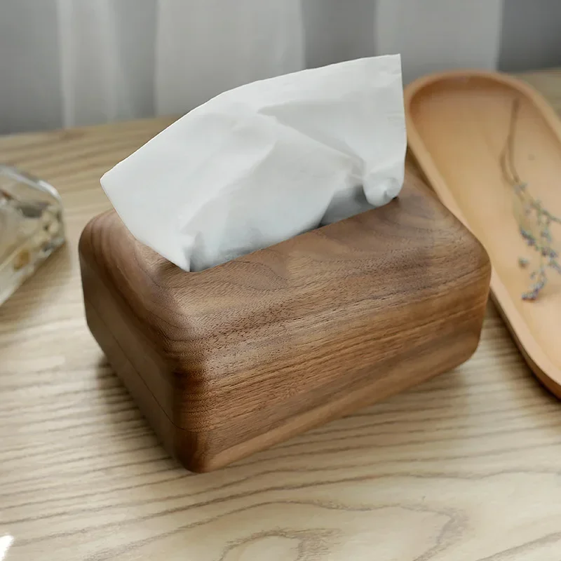 Solid wood tissue box custom black walnut box creative home restaurant paper box