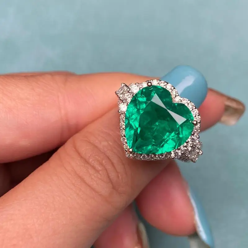 RUIF 2025  Hot Sale Classic Style 9K 10K 14K 18K And Lab Grown Diamonds And 12mm Lab Grown Emerald  Rings Heart Shape