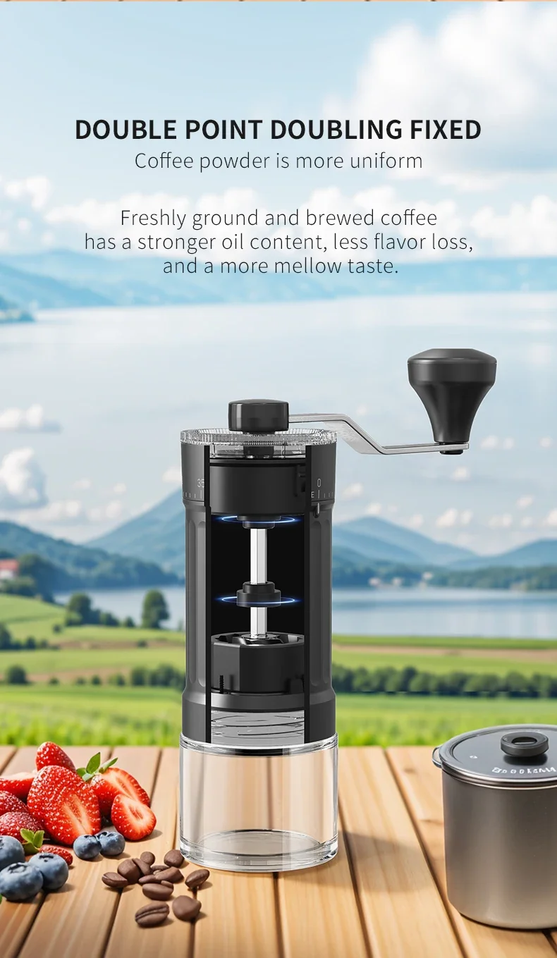 Manuelle Kaffeemühle mit externer Waage, 40-fach verstellbarer Keramikmahlkern, hochwertiges professionelles Werkzeug für die Kaffeezubereitung zu Hause – Detail 2