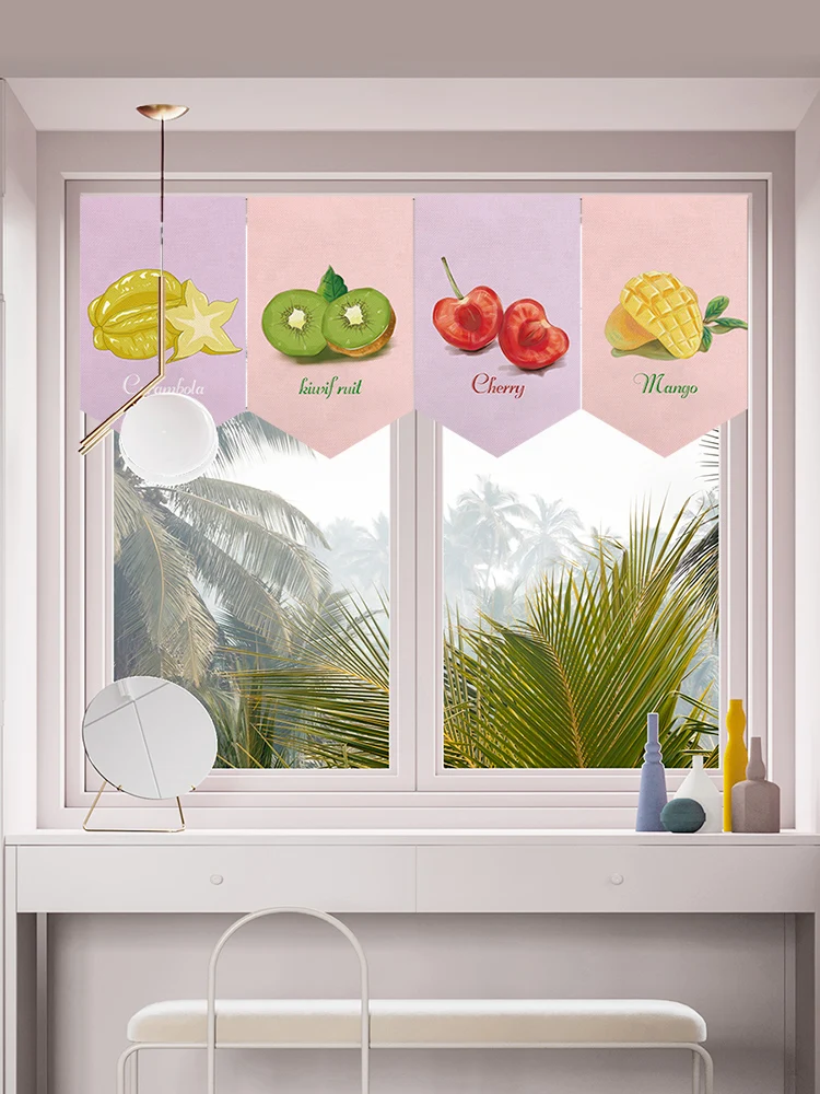 

Летняя фруктовая декоративная дверная штора, коммерческая, без сверления, подвесная штора, оконный флаг, самоклеящаяся...