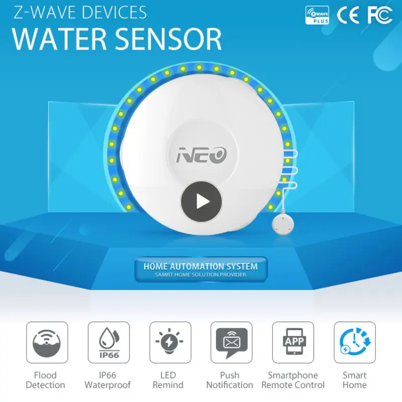 Smart Home Lightweight Flood Detection Compact Sensitive Water Flood Leakage Sensor Z Wave Plus High Quality Simple Water Sensor