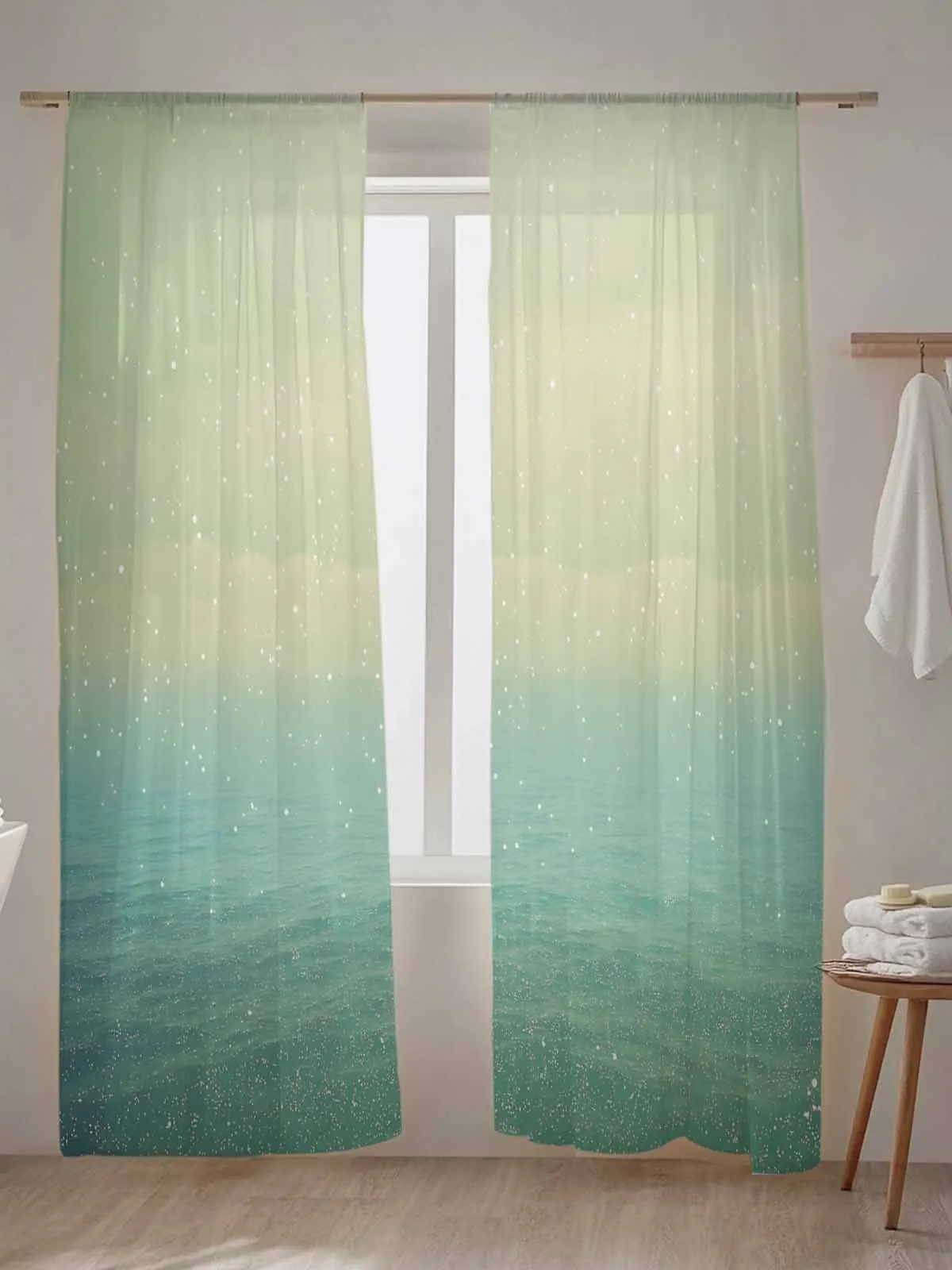 

Green Gradient Sky Tulle Sheer Window Curtains for Living Room the Bedroom Voile Decorative Curtains Drapes