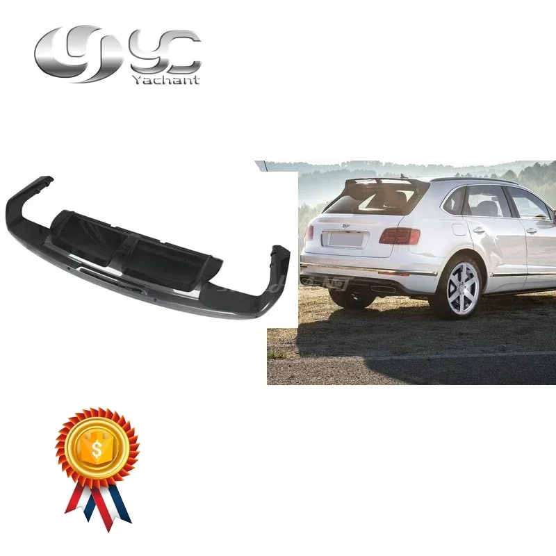 

Диффузор заднего бампера из карбона для тюнинга автомобиля, подходит для Bentley Bentayga Mulliner 2015-2018, в стиле Carbon Package, задний спойлер-диффузор