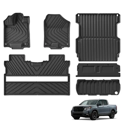 for Honda Ridgeline 2017 - 2024 TPE 3D Car Floor Mats Cargo Liner Trunk Pad Odorless Tray Accessories Black