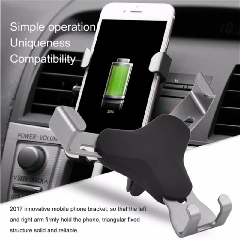 Suporte universal para celular, suporte para celular sem ímã, montagem em ventilação de ar, acessórios para carro, dourado/prata/preto, 1 peça