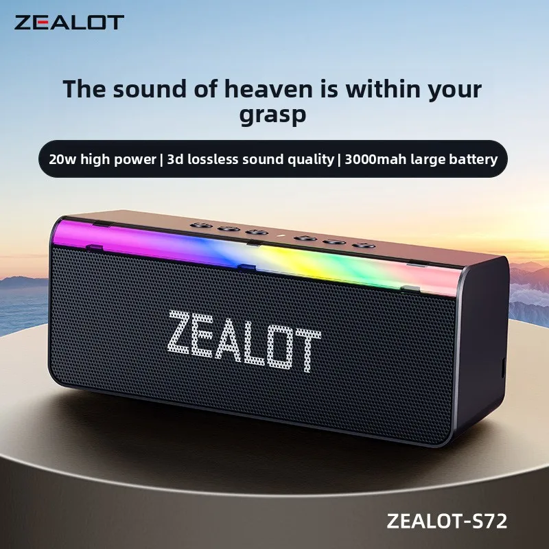 

Портативная Bluetooth-колонка S72 с RGB-подсветкой, сабвуфером и слотом для карт памяти, настольная, удлиненная