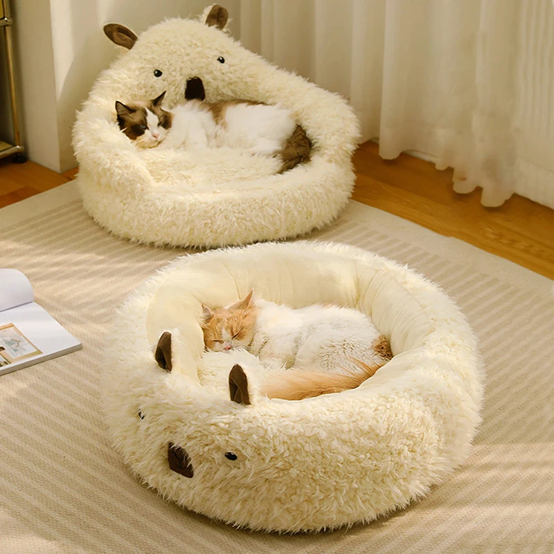 Winter Cat Bed Cushion Furry Mat Cat Plush Nest Sleeping Bed Pet Products Katzen Warm Mat Small Medium Pet Kennel Sofa Supplies