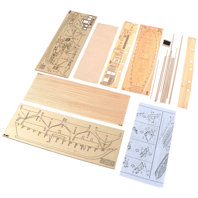 1:100 Wooden Sailing Boat Model DIY Kit Ship Assembly Decoration Gift