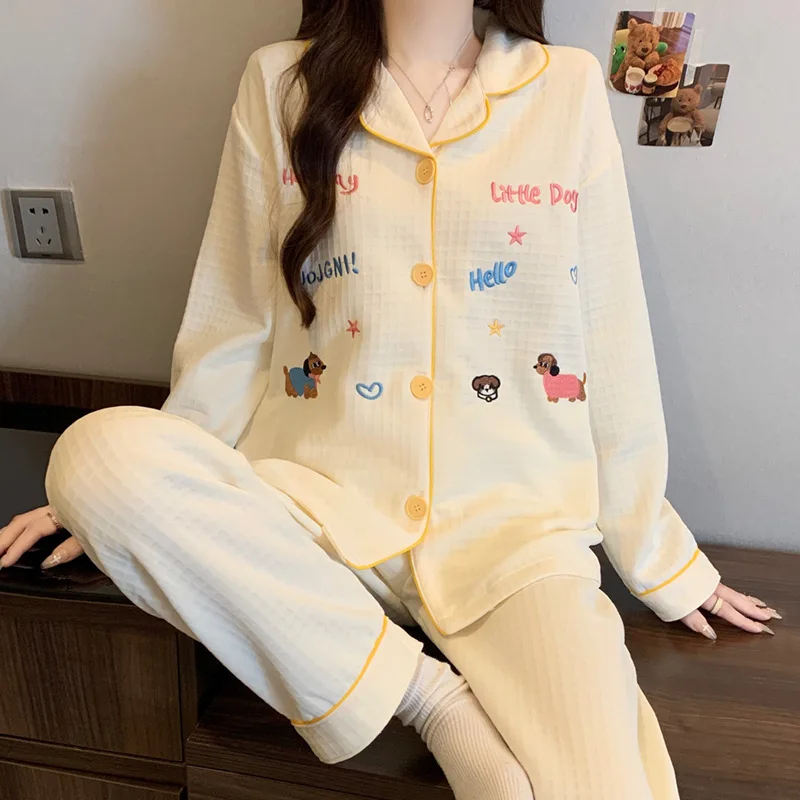 

Комплект женской пижамы: теплые зимние пижамы, модная домашняя одежда, милый и мягкий пижамный комплект, ламинированные пижамы