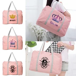 New Water Proof Luggage Travel Bag Large Capacity King Series Print Shoulder Pack Nylon Trend Handbags Casual Foldable Tote Bags