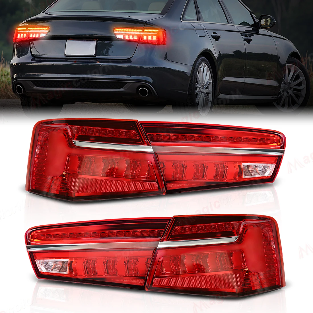 

Rear Tail Lamp For Audi A6 2012 2013 2014-2016 A6L C7 LED Taillight Reverse Brake Light Turn Signal Warning Lamp Assembly 12V